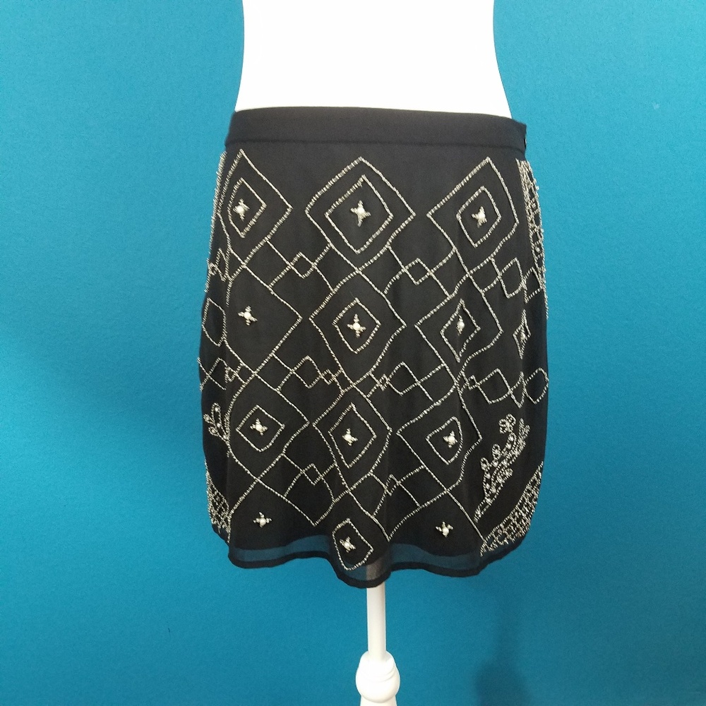 🆕️🔷️ FOREVER 21 Black & Silver Art Deco Skirt // (NWOT)